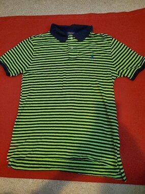 POLO LIME GREEN NAVY BLUE RALPH LAUREN YOUTH LARGE (14-16) SHORT SLEEVE SHIRT